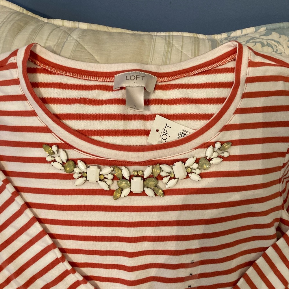 NWT szS Loft perfect 🍂🍁👍 fall beaded striped top